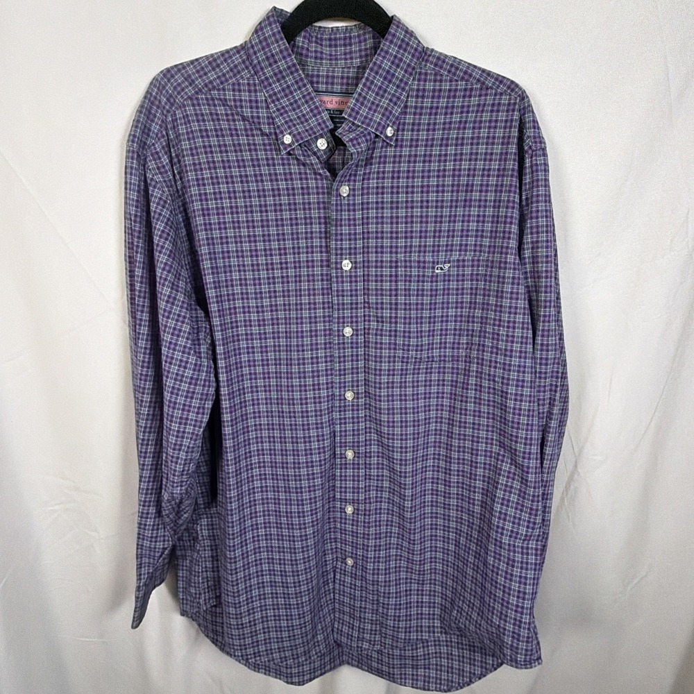 Vineyard Vines Mens L Purple Plaid Tucker Shirt Button Down